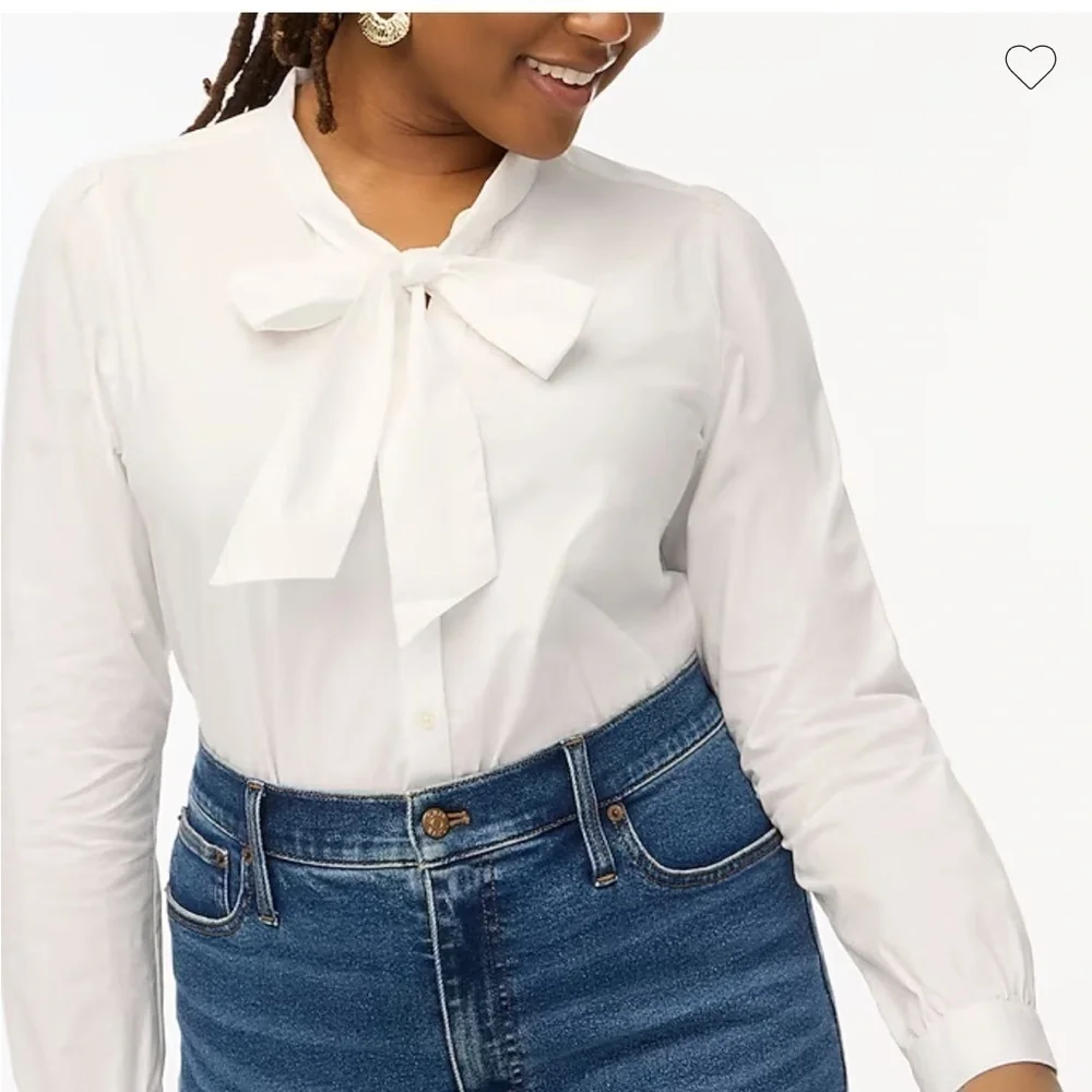 J Crew Bow Tie Neck Top White XS NWT